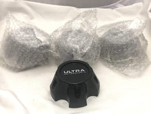 Load image into Gallery viewer, Ultra Motorsports 6 Lug Gloss Black Wheel Center Cap Set of 4 Pn: 89-9154BK with Bolts