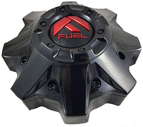 Fuel Gloss BLACK RED EMBLEM Wheel Center Caps (QTY 2) 1002-53, M-447, 1002-53B-1, 1002-49GBQ