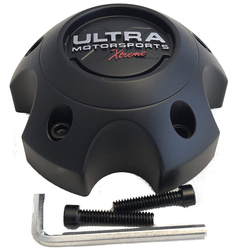 ULTRA 5 Lug Extreme Black Wheel Center Cap (QTY 2) p/n # 89-9754SBX WITH BOLTS