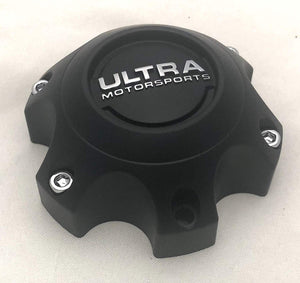 Ultra Motorsports 6 Lug Black Wheel Center Cap Set of 4 Pn: 89-9764 with Bolts