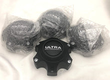 Load image into Gallery viewer, Ultra Motorsports 6 Lug Black Wheel Center Cap Set of 4 Pn: 89-9764 with Bolts