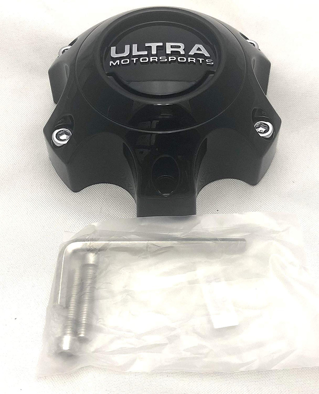 Ultra Motorsports 6 Lug Gloss Black Wheel Center Cap Qty 1 Pn: 89-9764BK with Bolts