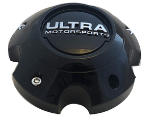 ULTRA 5 Lug Gloss Black Wheel Center Cap (QTY 1) p/n # 89-9750-CAP WITH BOLTS