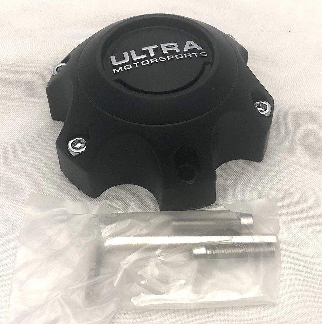 Ultra Motorsports 6 Lug Black Wheel Center Cap Set of 4 Pn: 89-9764 with Bolts