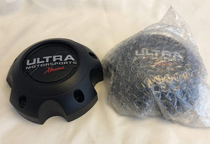 ULTRA 5 Lug Extreme Black Wheel Center Cap (QTY 4) p/n # 89-9756SBX WITH BOLTS