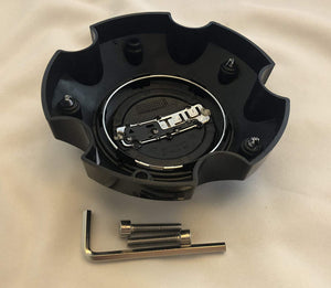 ULTRA 5 Lug Gloss Black Wheel Center Cap (QTY 2) p/n # 89-9750-CAP WITH BOLTS