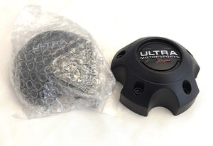 ULTRA 5 Lug Extreme Black Wheel Center Cap (QTY 2) p/n # 89-9754SBX WITH BOLTS