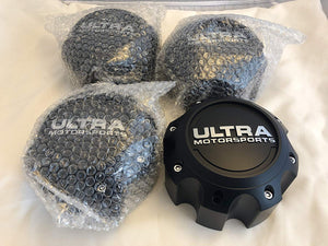 Ultra Motorsports Matte Black Wheel Center Cap Set of 4 Pn: 89-9782 WITH SCREWS