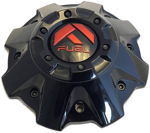 Fuel Wheels Black Gloss RED EMBLEM Center Cap Set of Four (4) # 1001-63B 5-6 LUGGER