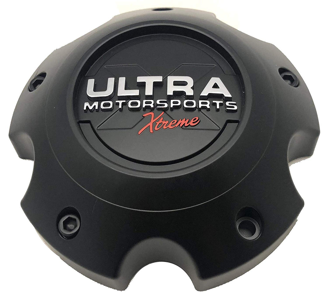 Ultra 5 Lug Matte Black Wheel Center Cap (Qty 1) p/n # 89-9750SBX with Bolts