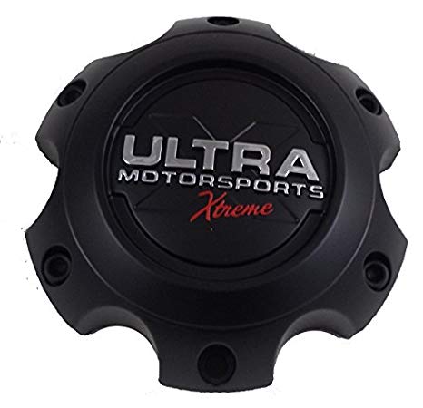 Ultra Motorsports Extreme 6 LUG Black Wheel Center Cap (QTY 2) Pn: 89-9765SBX (WITH SCREWS!!)