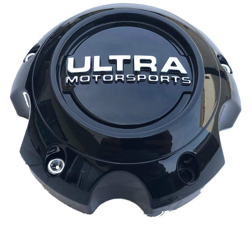 Ultra Motorsports Gloss Black 5 LUG Wheel Center Cap QTY 1 Pn: 89-9756 WITH BOLTS