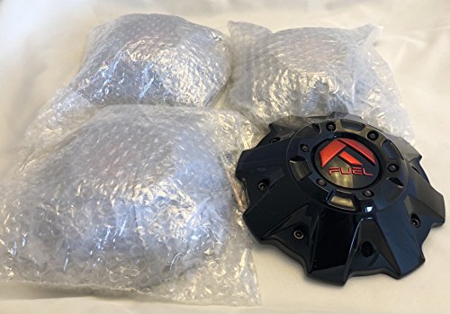 Fuel Wheels Black Gloss RED EMBLEM Center Cap Set of Four (4) # 1001-6 ...