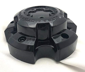 Ultra Motorsports 5 Lug Gloss Black Wheel Center Cap Set of 4 Pn: 89-9855BK with Bolts