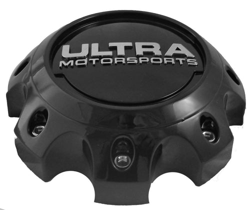 Ultra Motorsports 6 Lug Gloss Black Wheel Center Cap (Qty 4) Pn: 89-9765BK