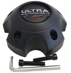 ULTRA 5 Lug Extreme Black Wheel Center Cap (QTY 1) p/n # 89-9754SBX WITH BOLTS